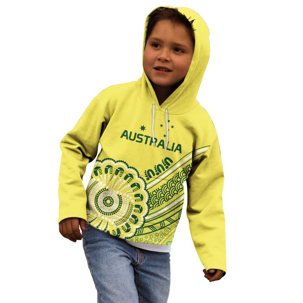 Custom Cricket Aussie Pride Kid Hoodie Aboriginal Dot Art Cricket - Aussie Hoodie