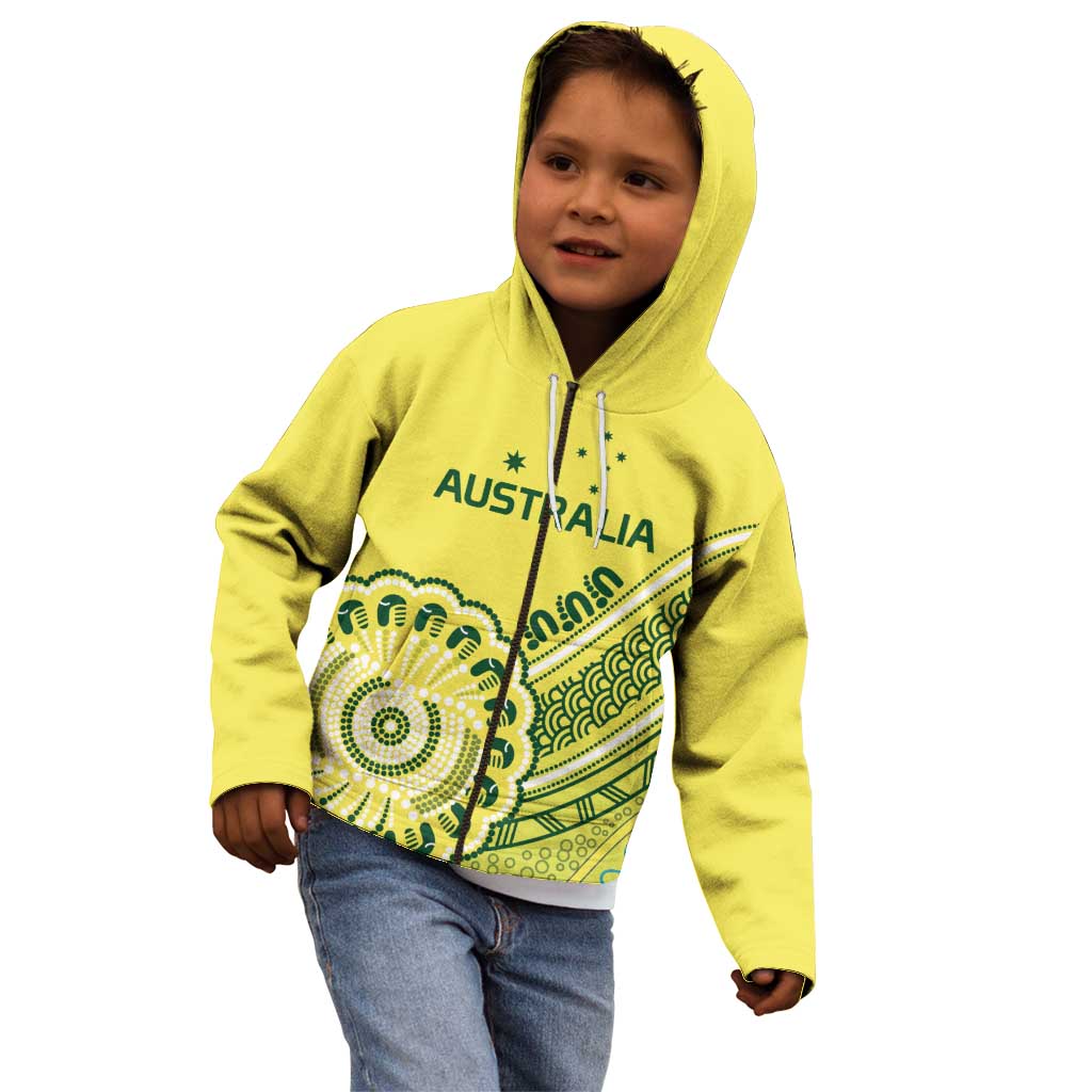Custom Cricket Aussie Pride Kid Hoodie Aboriginal Dot Art Cricket - Aussie Hoodie