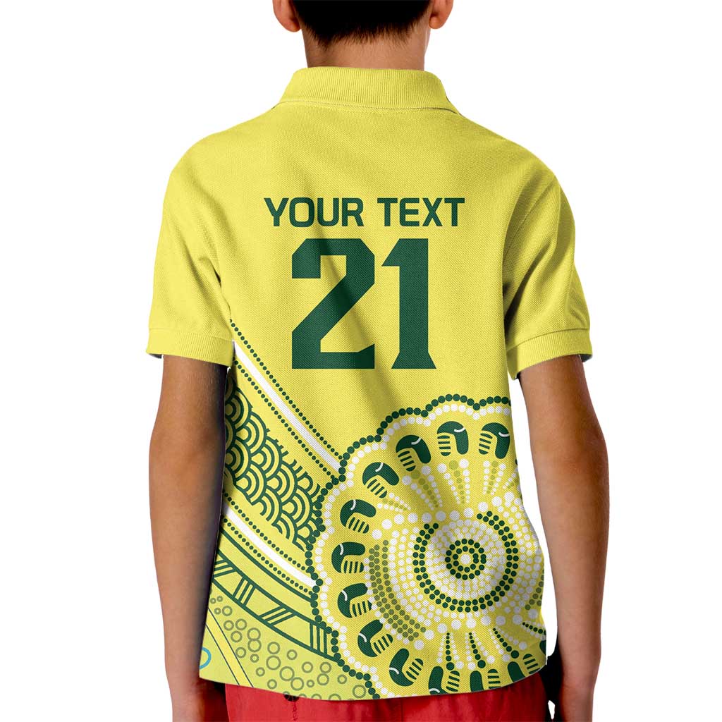 Custom Cricket Aussie Pride Kid Polo Shirt Aboriginal Dot Art Cricket - Aussie Hoodie