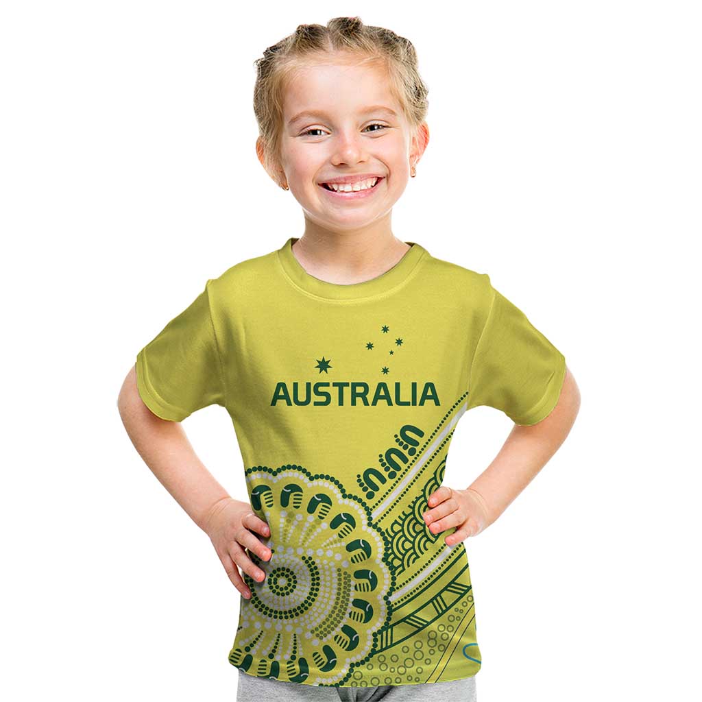 Custom Cricket Aussie Pride Kid T Shirt Aboriginal Dot Art Cricket - Aussie Hoodie