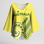 Custom Cricket Aussie Pride Kimono Sleeve Blouse Aboriginal Dot Art Cricket - Aussie Hoodie