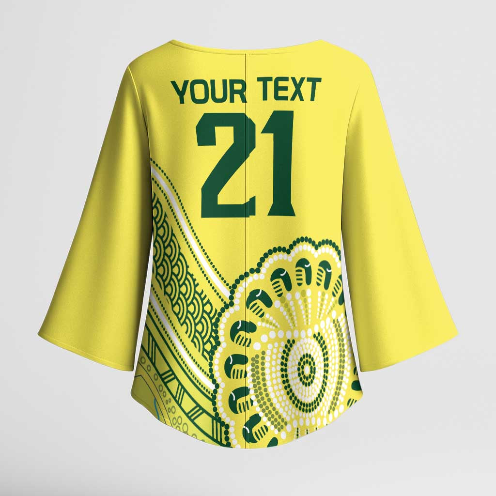 Custom Cricket Aussie Pride Kimono Sleeve Blouse Aboriginal Dot Art Cricket - Aussie Hoodie