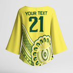 Custom Cricket Aussie Pride Kimono Sleeve Blouse Aboriginal Dot Art Cricket - Aussie Hoodie