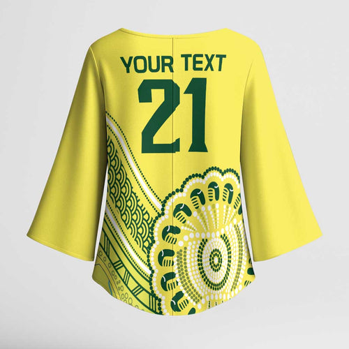 Custom Cricket Aussie Pride Kimono Sleeve Blouse Aboriginal Dot Art Cricket - Aussie Hoodie