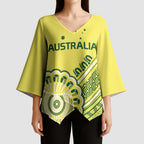 Custom Cricket Aussie Pride Kimono Sleeve Blouse Aboriginal Dot Art Cricket - Aussie Hoodie