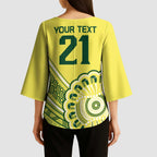 Custom Cricket Aussie Pride Kimono Sleeve Blouse Aboriginal Dot Art Cricket - Aussie Hoodie