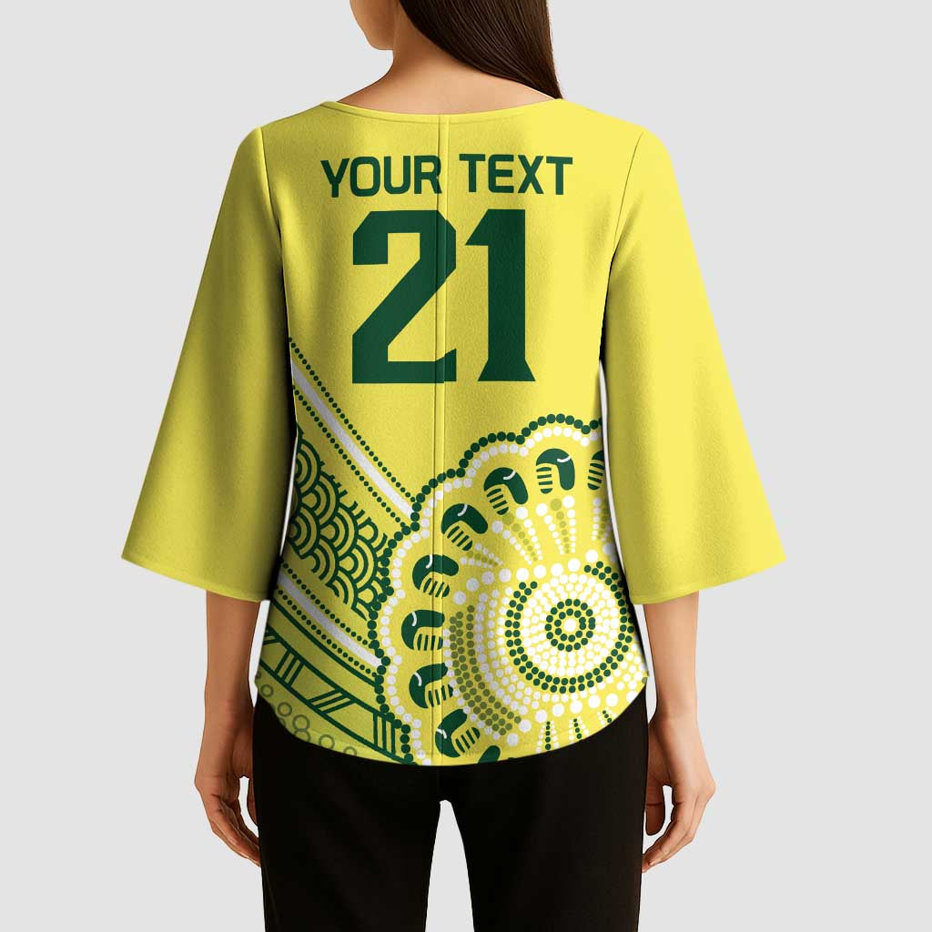 Custom Cricket Aussie Pride Kimono Sleeve Blouse Aboriginal Dot Art Cricket - Aussie Hoodie