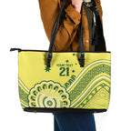 Custom Cricket Aussie Pride Leather Tote Bag Aboriginal Dot Art Cricket - Aussie Hoodie