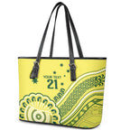 Custom Cricket Aussie Pride Leather Tote Bag Aboriginal Dot Art Cricket - Aussie Hoodie