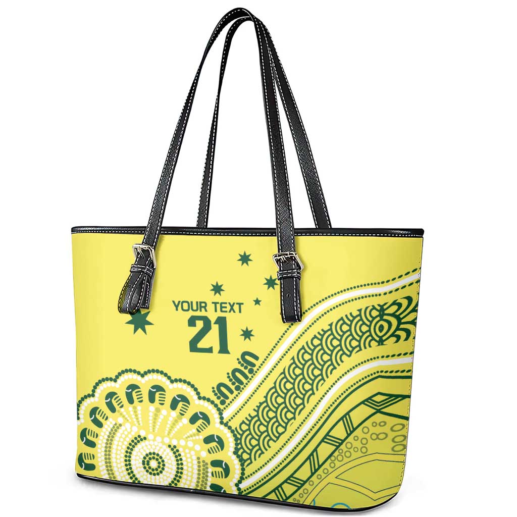 Custom Cricket Aussie Pride Leather Tote Bag Aboriginal Dot Art Cricket - Aussie Hoodie