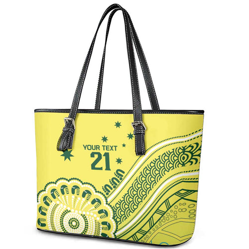 Custom Cricket Aussie Pride Leather Tote Bag Aboriginal Dot Art Cricket - Aussie Hoodie
