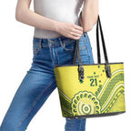 Custom Cricket Aussie Pride Leather Tote Bag Aboriginal Dot Art Cricket - Aussie Hoodie