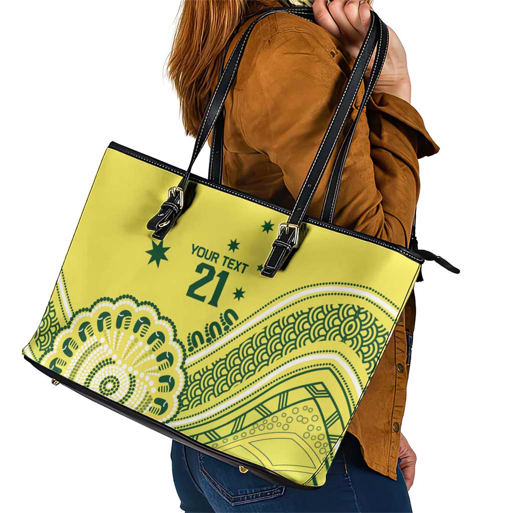 Custom Cricket Aussie Pride Leather Tote Bag Aboriginal Dot Art Cricket - Aussie Hoodie
