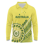Custom Cricket Aussie Pride Long Sleeve Polo Shirt Aboriginal Dot Art Cricket - Aussie Hoodie