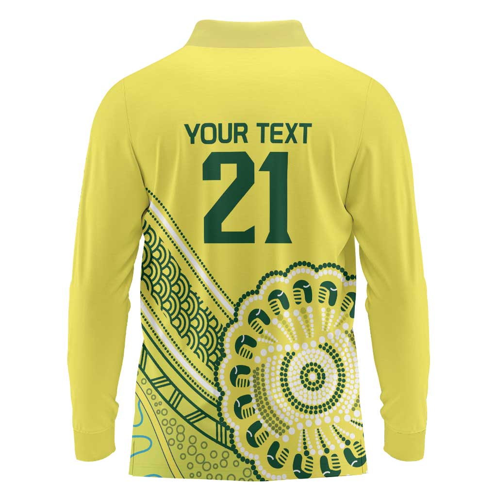 Custom Cricket Aussie Pride Long Sleeve Polo Shirt Aboriginal Dot Art Cricket - Aussie Hoodie