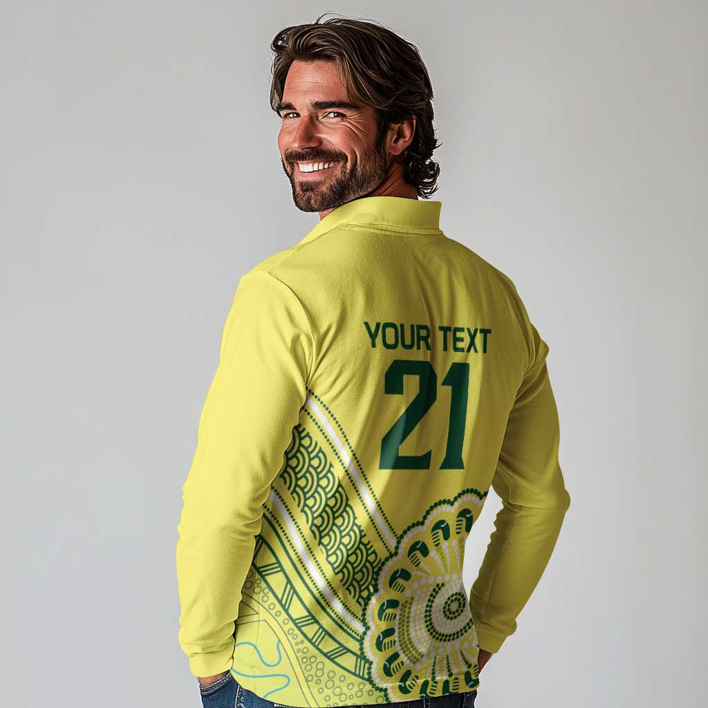 Custom Cricket Aussie Pride Long Sleeve Polo Shirt Aboriginal Dot Art Cricket - Aussie Hoodie