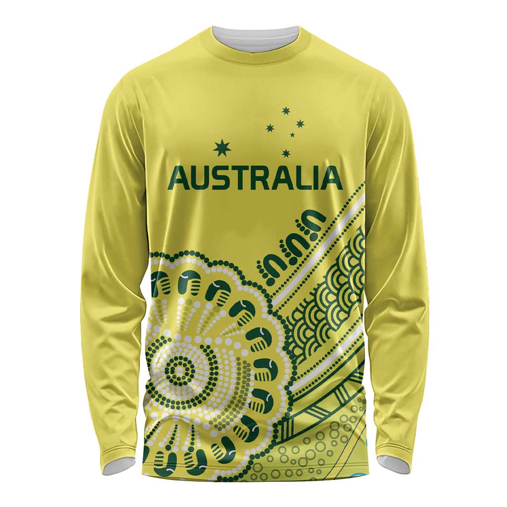 Custom Cricket Aussie Pride Long Sleeve Shirt Aboriginal Dot Art Cricket - Aussie Hoodie