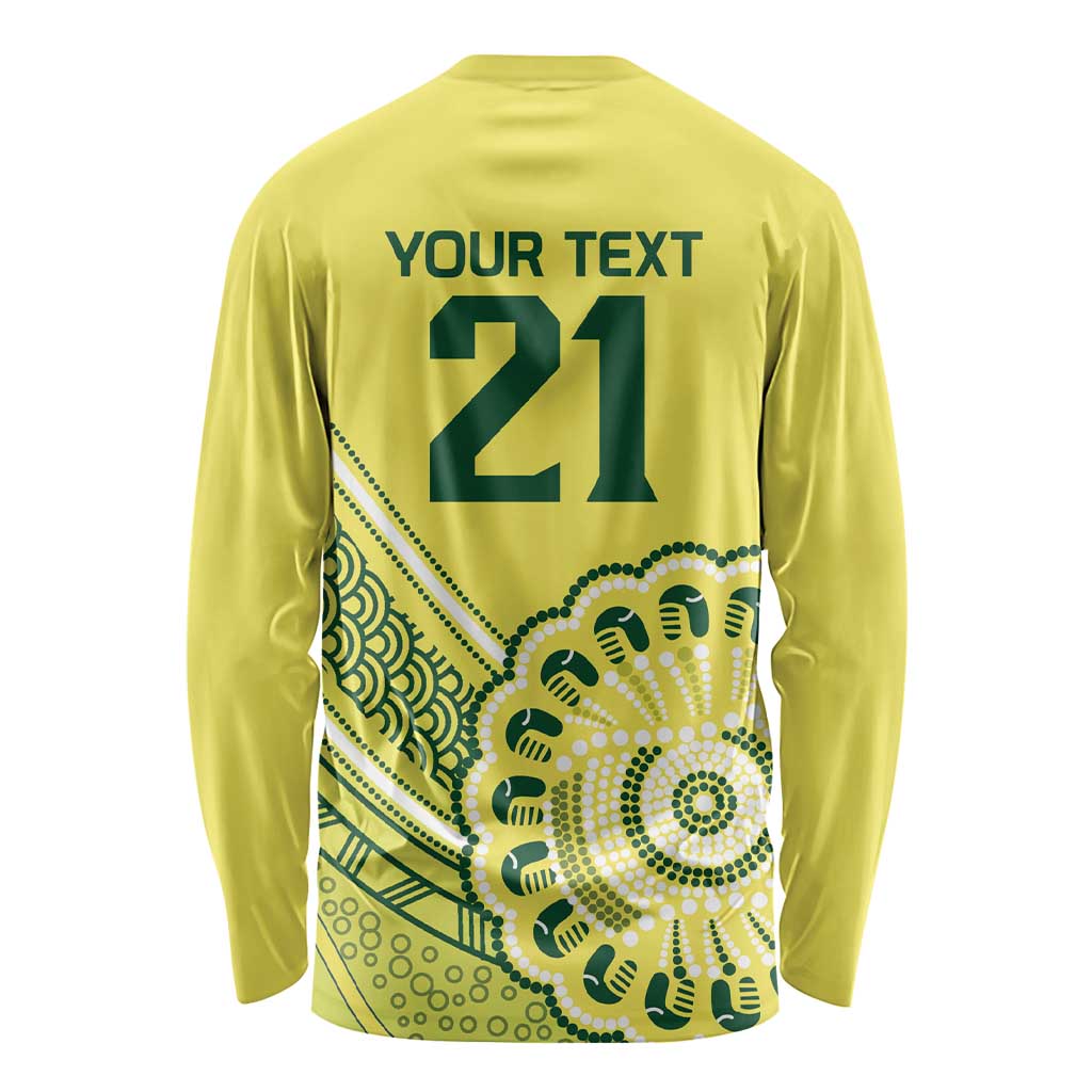 Custom Cricket Aussie Pride Long Sleeve Shirt Aboriginal Dot Art Cricket - Aussie Hoodie