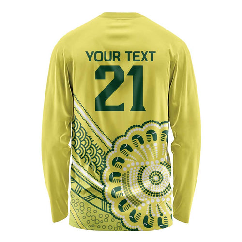 Custom Cricket Aussie Pride Long Sleeve Shirt Aboriginal Dot Art Cricket - Aussie Hoodie