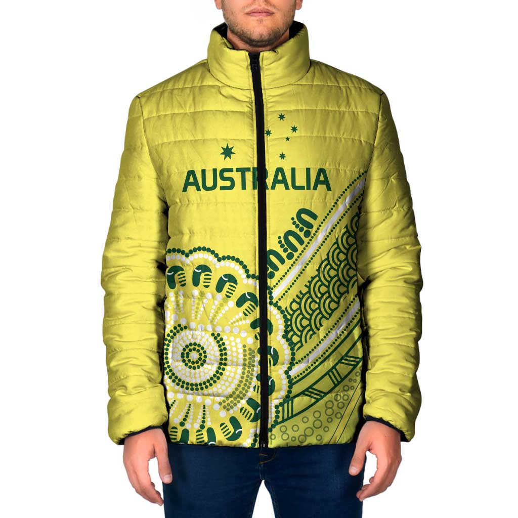 Custom Cricket Aussie Pride Padded Jacket Aboriginal Dot Art Cricket - Aussie Hoodie