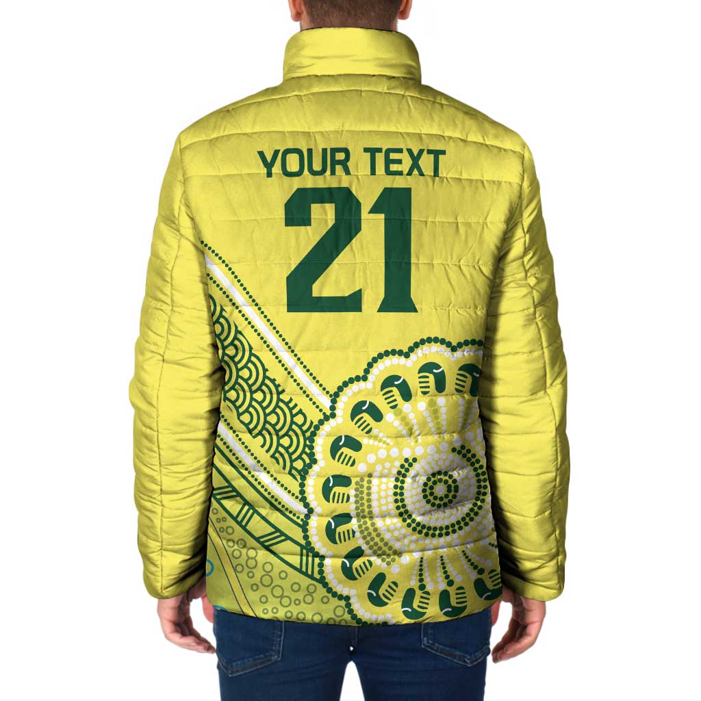 Custom Cricket Aussie Pride Padded Jacket Aboriginal Dot Art Cricket - Aussie Hoodie