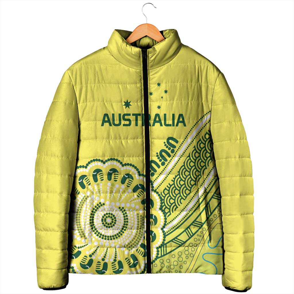 Custom Cricket Aussie Pride Padded Jacket Aboriginal Dot Art Cricket - Aussie Hoodie