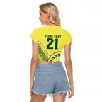 Custom Cricket Aussie Pride Raglan Cropped T Shirt Aboriginal Dot Art Cricket - Aussie Hoodie
