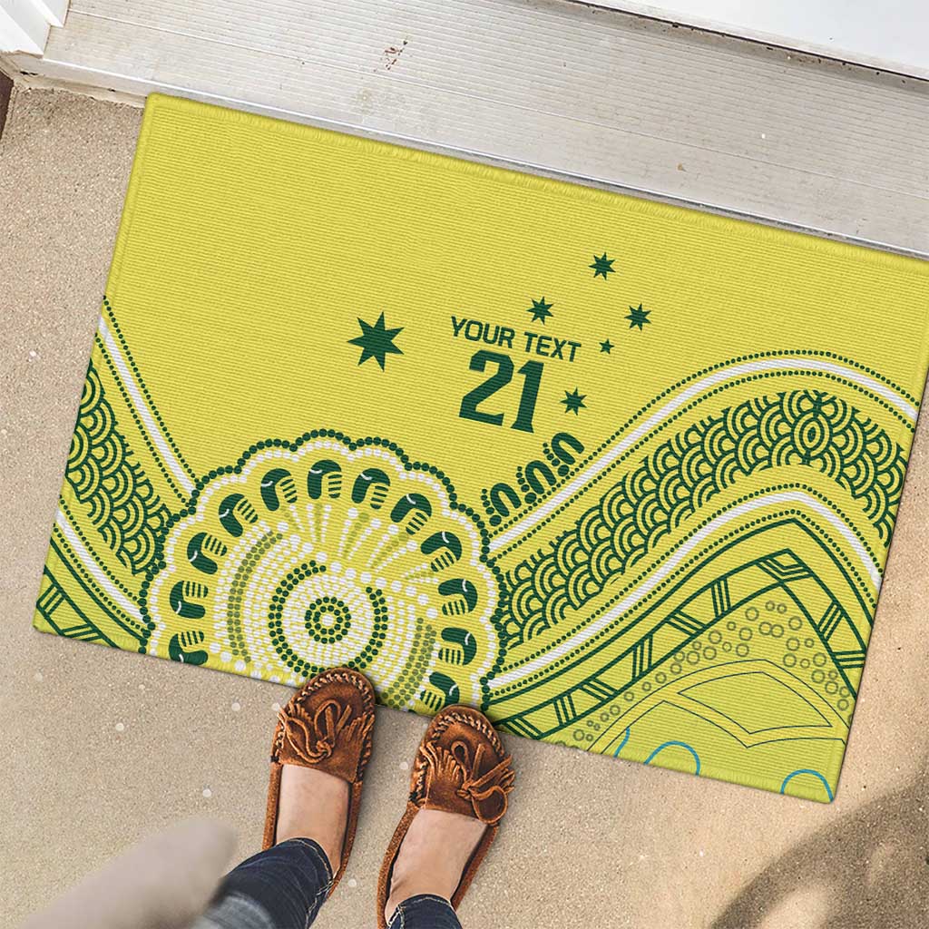 Custom Cricket Aussie Pride Rubber Doormat Aboriginal Dot Art Cricket - Aussie Hoodie