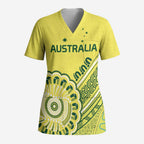 Custom Cricket Aussie Pride Scrub Top Aboriginal Dot Art Cricket - Aussie Hoodie