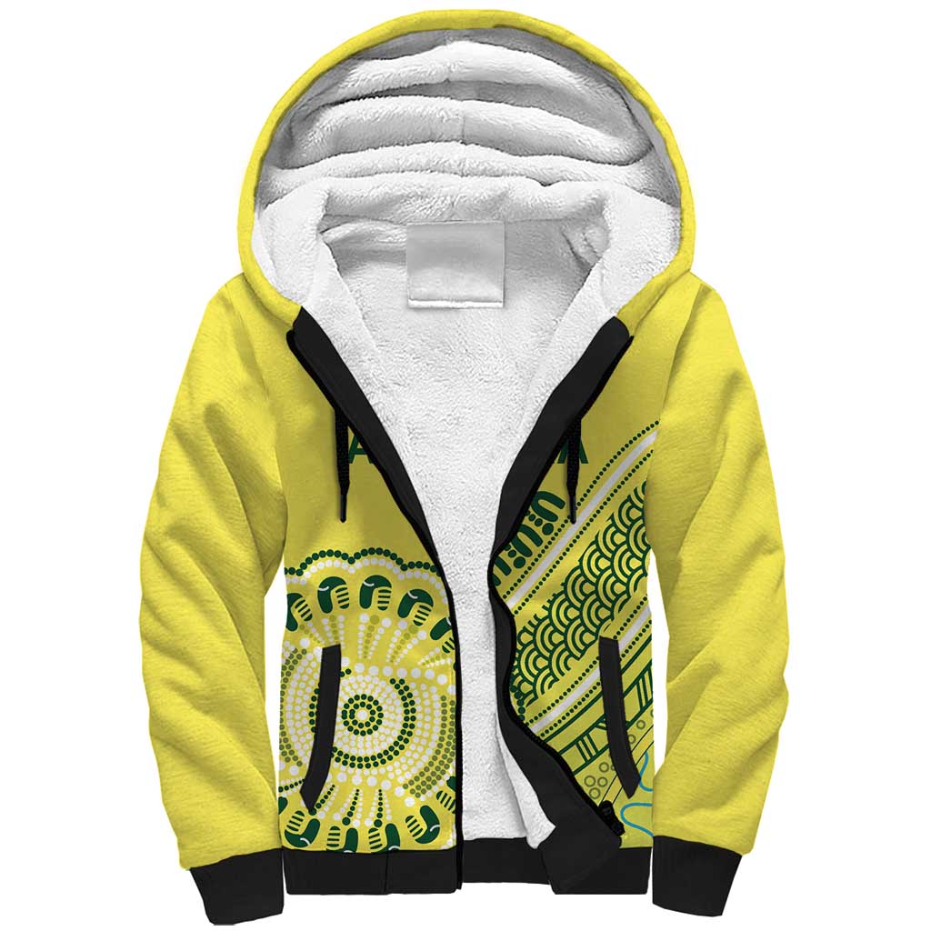 Custom Cricket Aussie Pride Sherpa Hoodie Aboriginal Dot Art Cricket - Aussie Hoodie