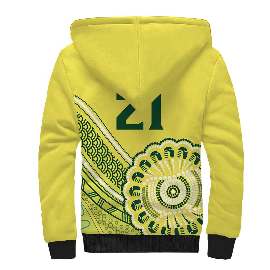 Custom Cricket Aussie Pride Sherpa Hoodie Aboriginal Dot Art Cricket - Aussie Hoodie