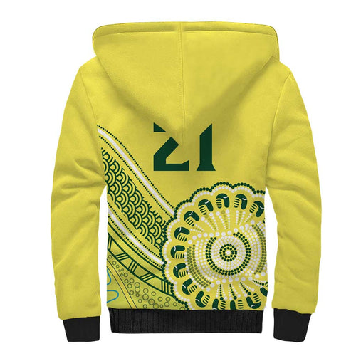 Custom Cricket Aussie Pride Sherpa Hoodie Aboriginal Dot Art Cricket - Aussie Hoodie