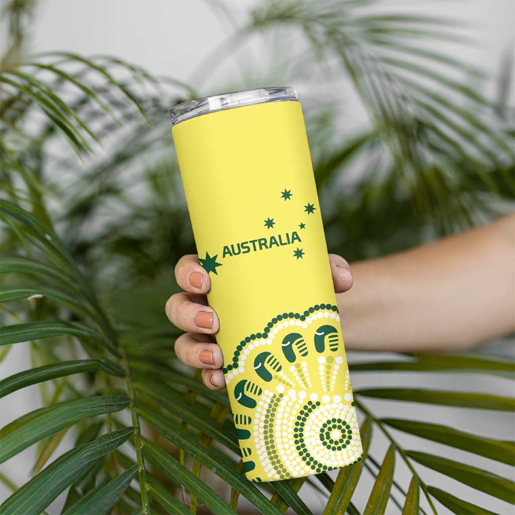 Custom Cricket Aussie Pride Skinny Tumbler Aboriginal Dot Art Cricket - Aussie Hoodie