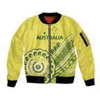 Custom Cricket Aussie Pride Sleeve Zip Bomber Jacket Aboriginal Dot Art Cricket - Aussie Hoodie