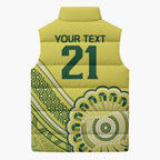 Custom Cricket Aussie Pride Sleeveless Puffer Jacket Aboriginal Dot Art Cricket - Aussie Hoodie