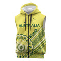 Custom Cricket Aussie Pride Sleeveless Zip Hoodie Aboriginal Dot Art Cricket LT9