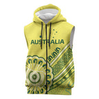 Custom Cricket Aussie Pride Sleeveless Zip Hoodie Aboriginal Dot Art Cricket LT9