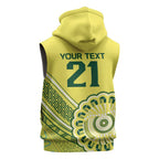 Custom Cricket Aussie Pride Sleeveless Zip Hoodie Aboriginal Dot Art Cricket LT9