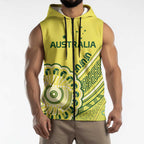 Custom Cricket Aussie Pride Sleeveless Zip Hoodie Aboriginal Dot Art Cricket LT9