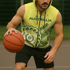 Custom Cricket Aussie Pride Sleeveless Zip Hoodie Aboriginal Dot Art Cricket LT9
