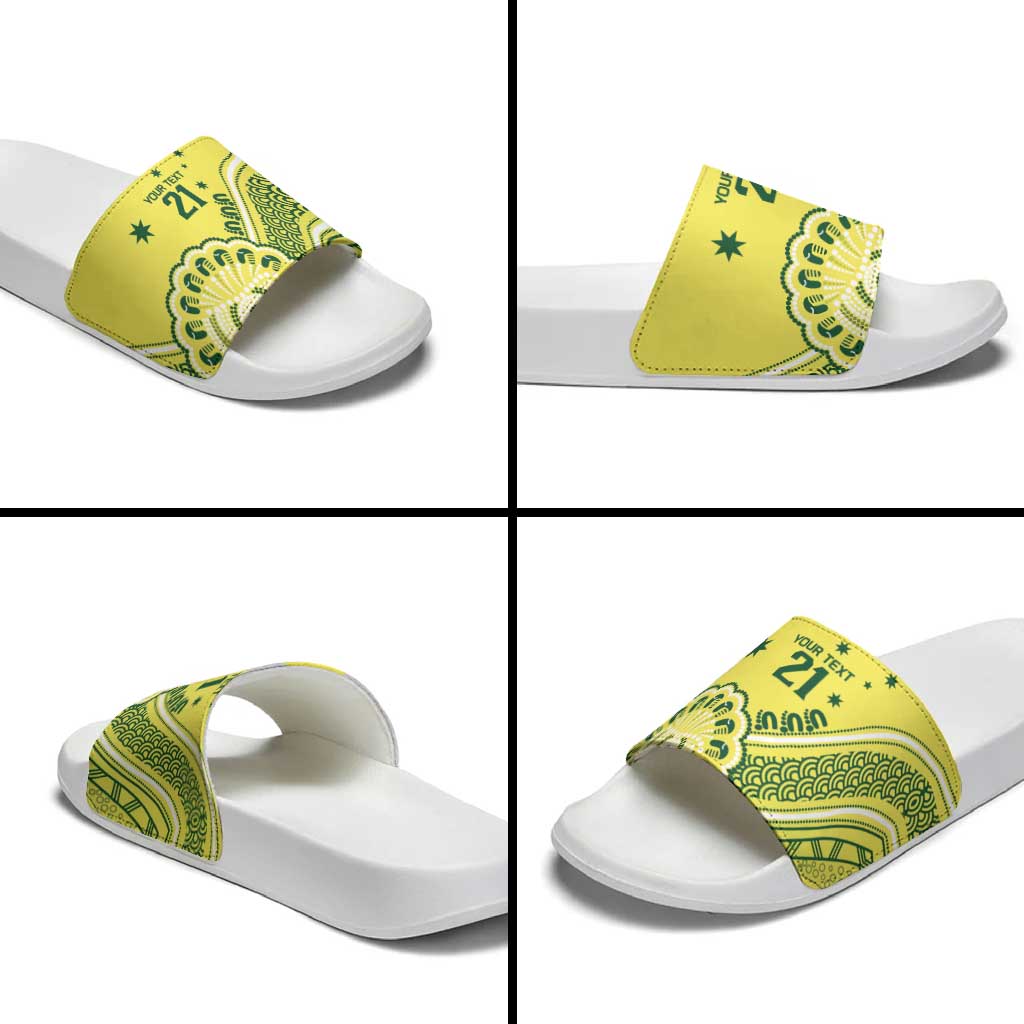 Custom Cricket Aussie Pride Slide Sandals Aboriginal Dot Art Cricket - Aussie Hoodie