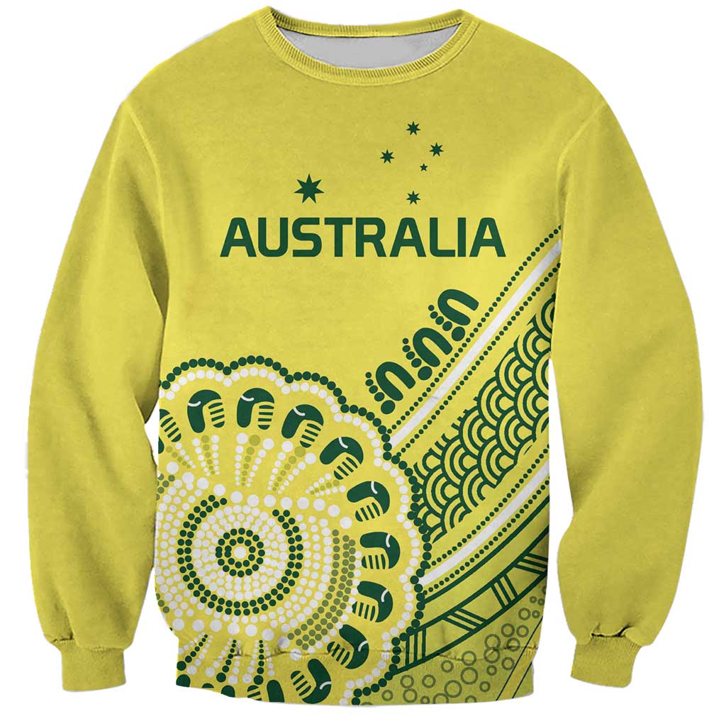 Custom Cricket Aussie Pride Sweatshirt Aboriginal Dot Art Cricket - Aussie Hoodie