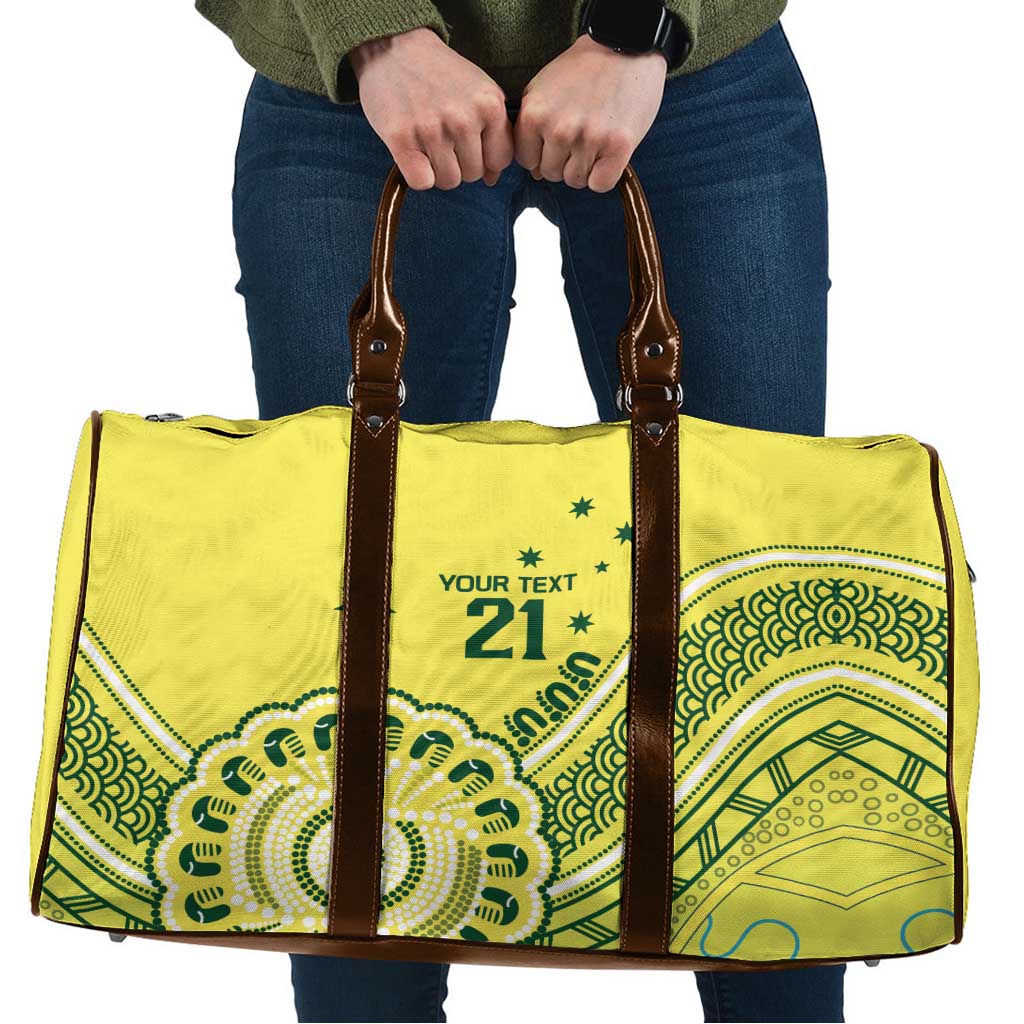 Custom Cricket Aussie Pride Travel Bag Aboriginal Dot Art Cricket - Aussie Hoodie
