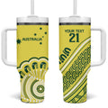 Custom Cricket Aussie Pride Tumbler With Handle Aboriginal Dot Art Cricket - Aussie Hoodie