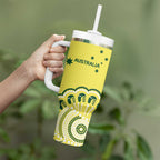Custom Cricket Aussie Pride Tumbler With Handle Aboriginal Dot Art Cricket - Aussie Hoodie