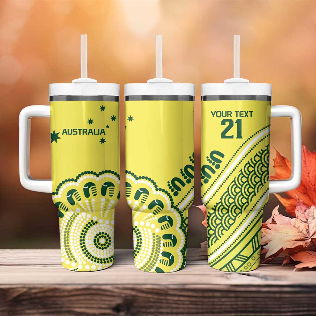 Custom Cricket Aussie Pride Tumbler With Handle Aboriginal Dot Art Cricket - Aussie Hoodie