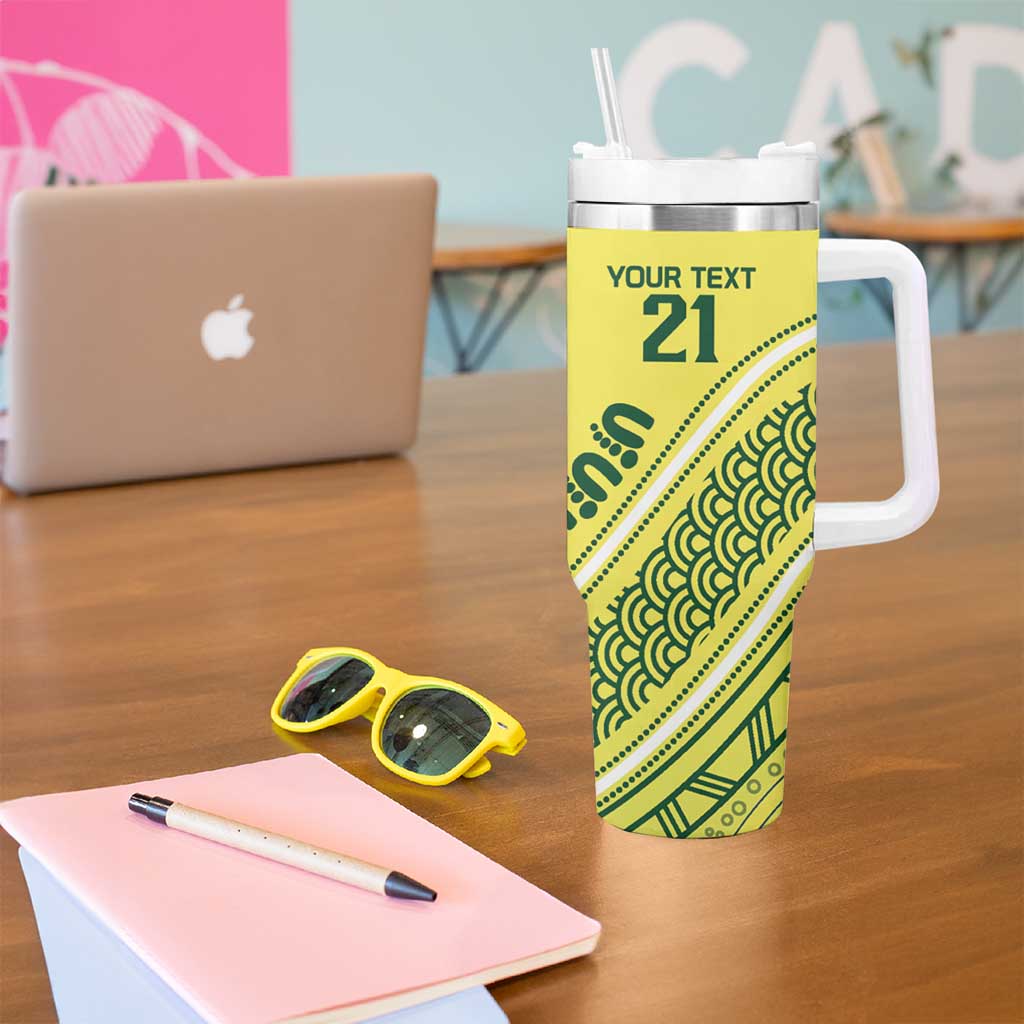 Custom Cricket Aussie Pride Tumbler With Handle Aboriginal Dot Art Cricket - Aussie Hoodie