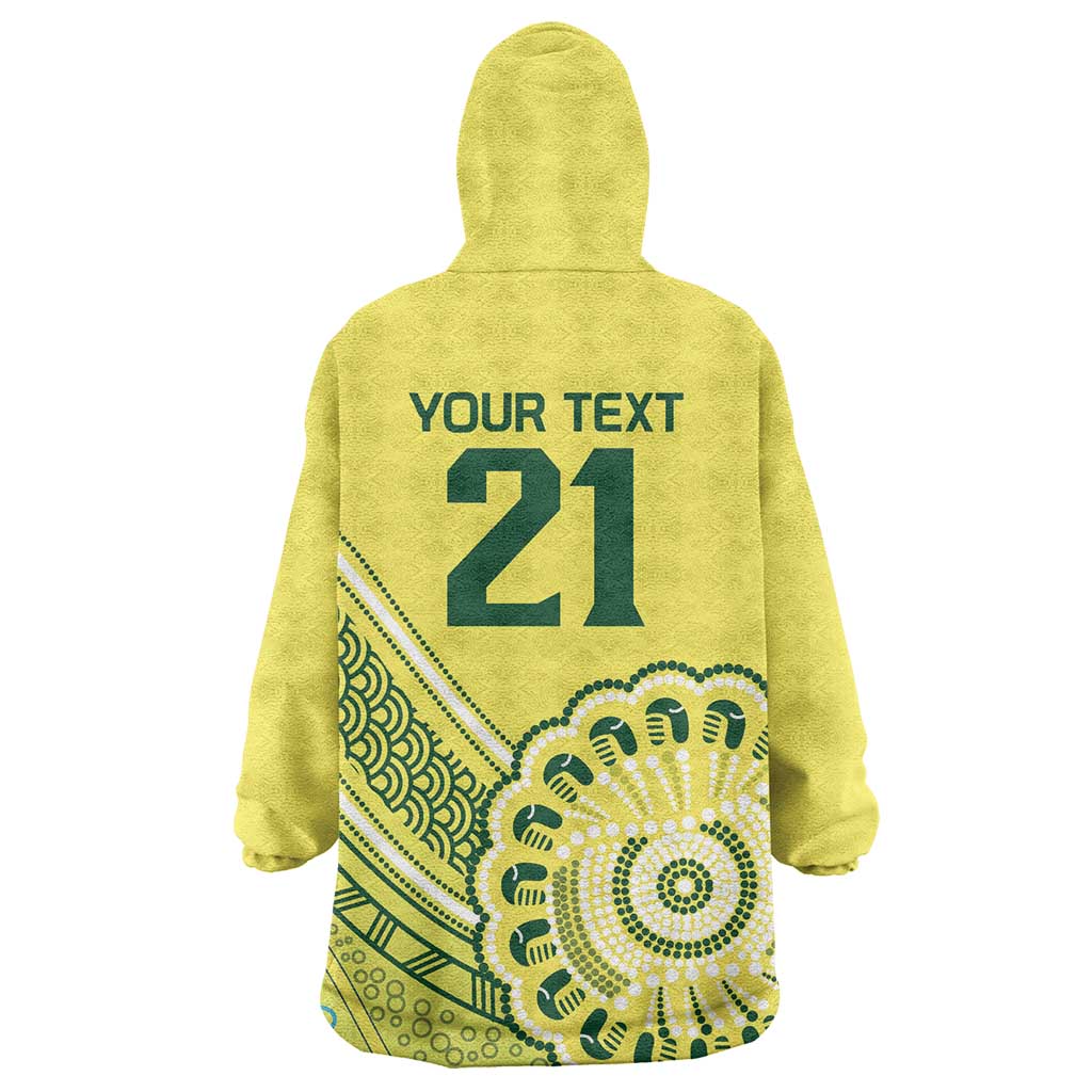 Custom Cricket Aussie Pride Wearable Blanket Hoodie Aboriginal Dot Art Cricket - Aussie Hoodie