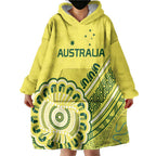 Custom Cricket Aussie Pride Wearable Blanket Hoodie Aboriginal Dot Art Cricket - Aussie Hoodie