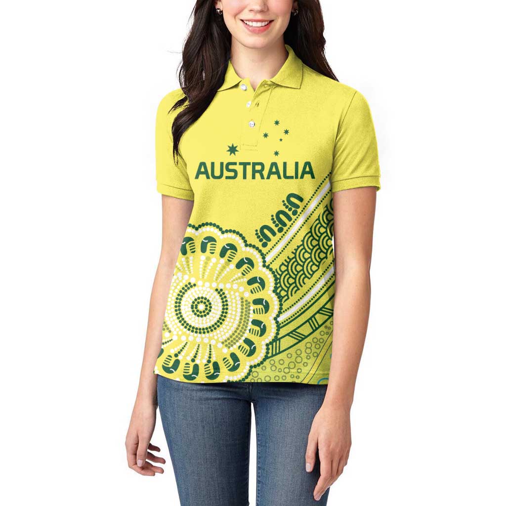 Custom Cricket Aussie Pride Women Polo Shirt Aboriginal Dot Art Cricket - Aussie Hoodie